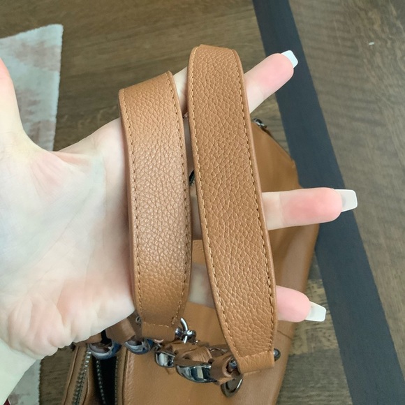 CHARLES JOURDAN Flora Pebbled Leather Brown Medium Shoulder Purse Bag LIKE NEW - Picture 16 of 16